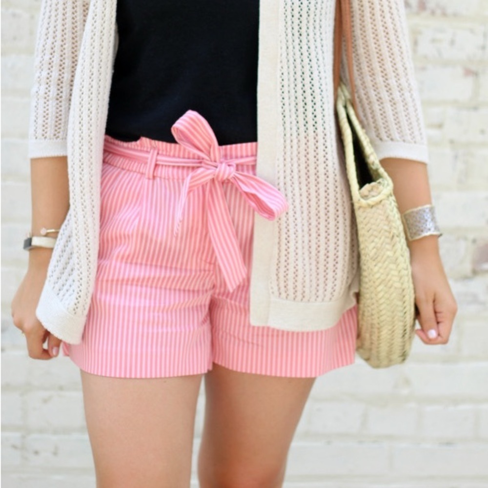 Ann Taylor LOFT Paperbag Waist Striped Shorts - Picture 4 of 14